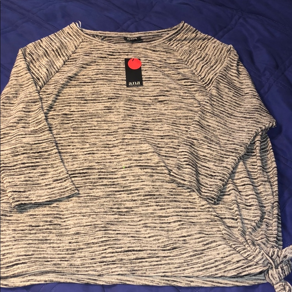 A.n.a  large black and white striped top.